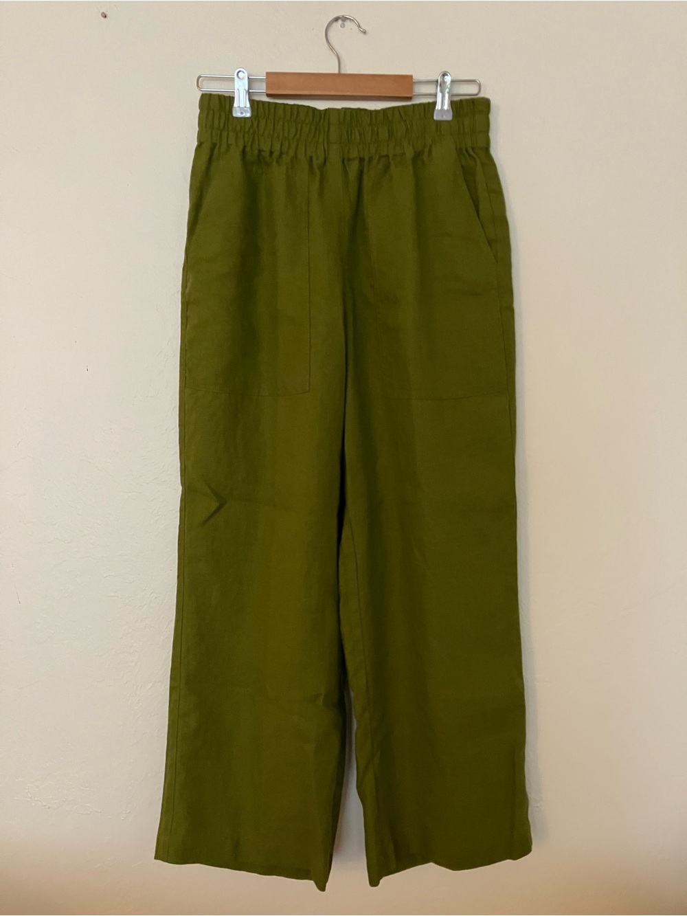 NWOT Not Perfect Linen PUGLIA Pants in Moss Green